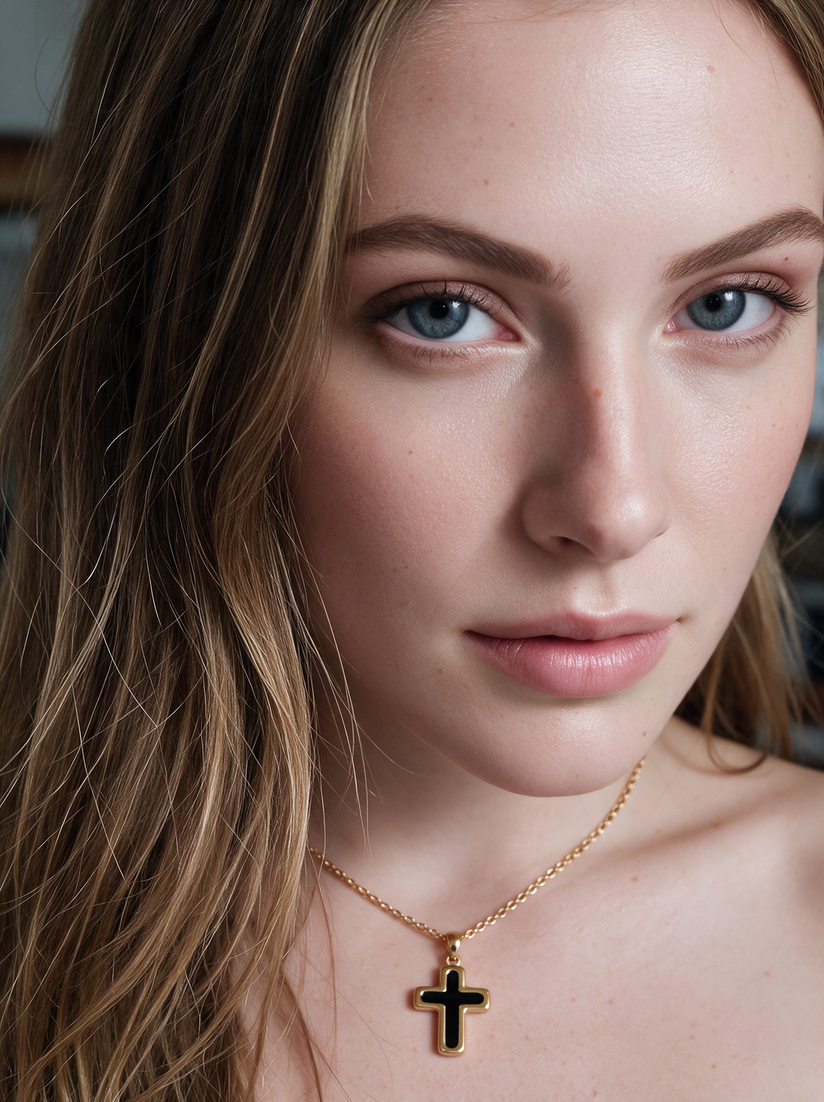 Petite Black Cross Pendant Necklace