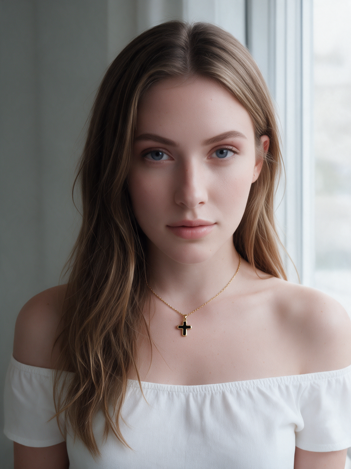 Petite Black Cross Pendant Necklace