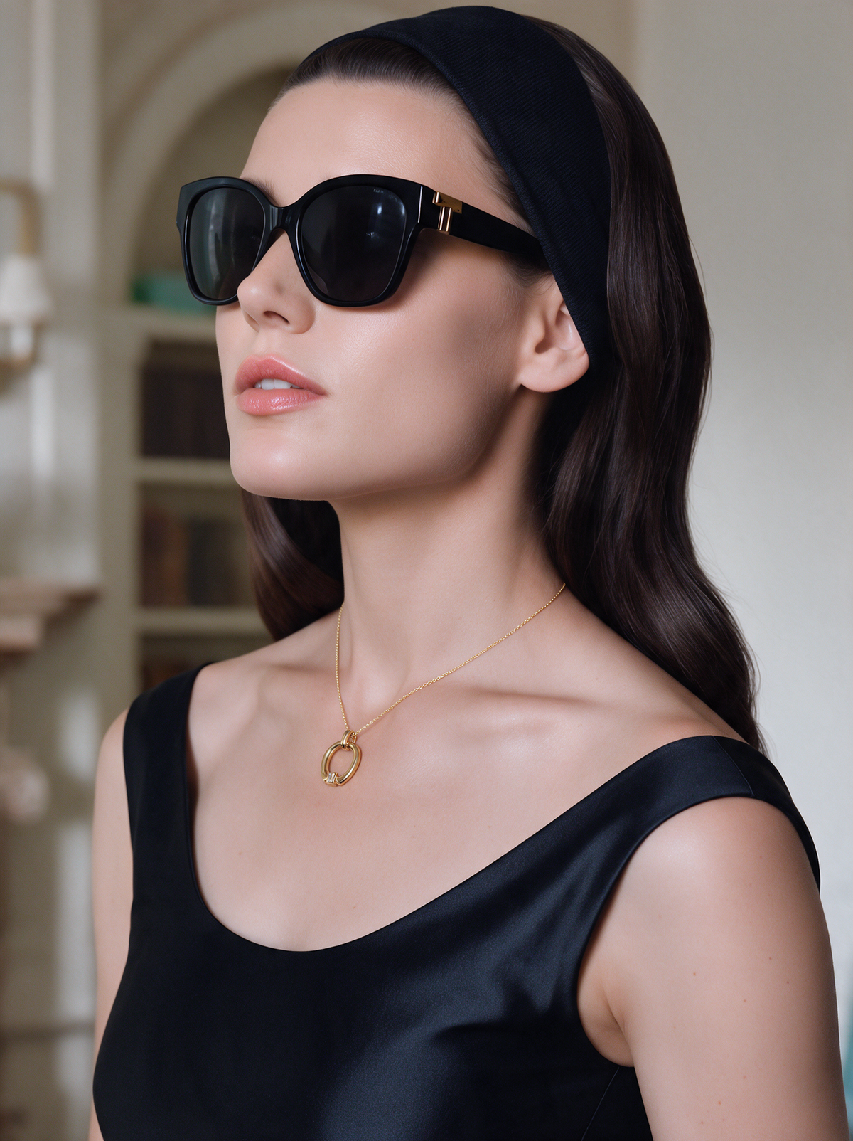 Eternal Horseshoe Baguette Necklace