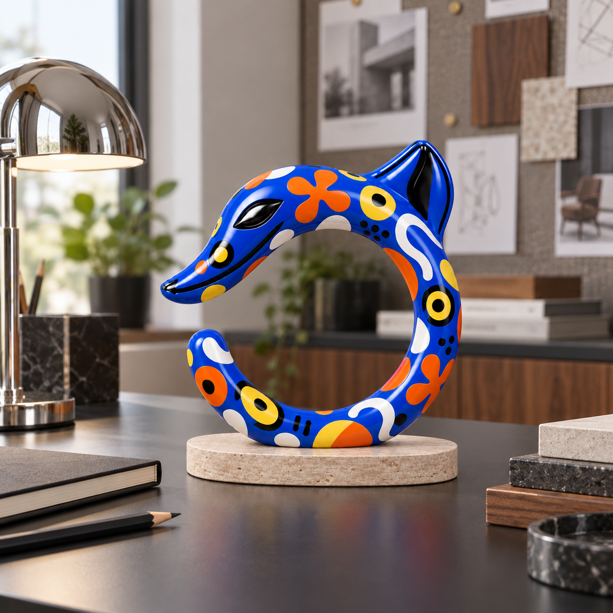 HONGSHAN C-Dragon Sculpture 鈥?Cobalt Pop