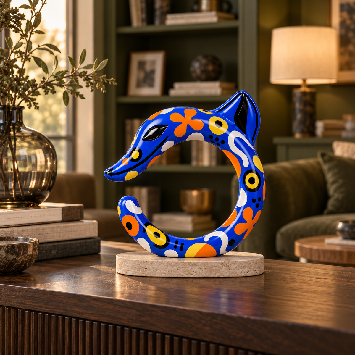 HONGSHAN C-Dragon Sculpture 鈥?Cobalt Pop