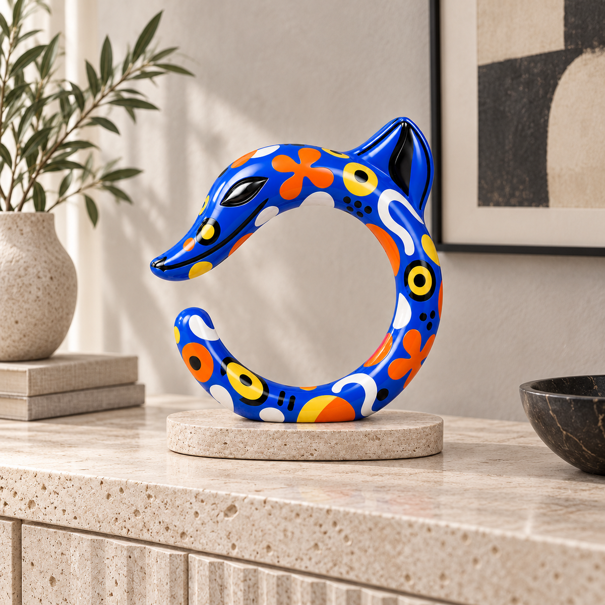 HONGSHAN C-Dragon Sculpture 鈥?Cobalt Pop