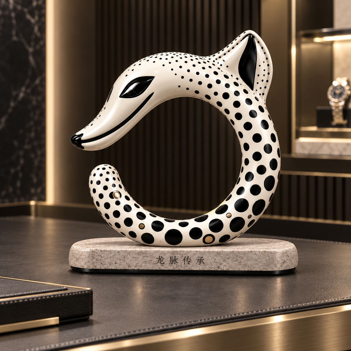 HONGSHAN C-Dragon Sculpture 鈥?Ivory Dots
