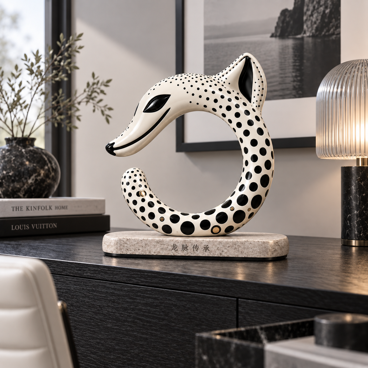 HONGSHAN C-Dragon Sculpture 鈥?Ivory Dots