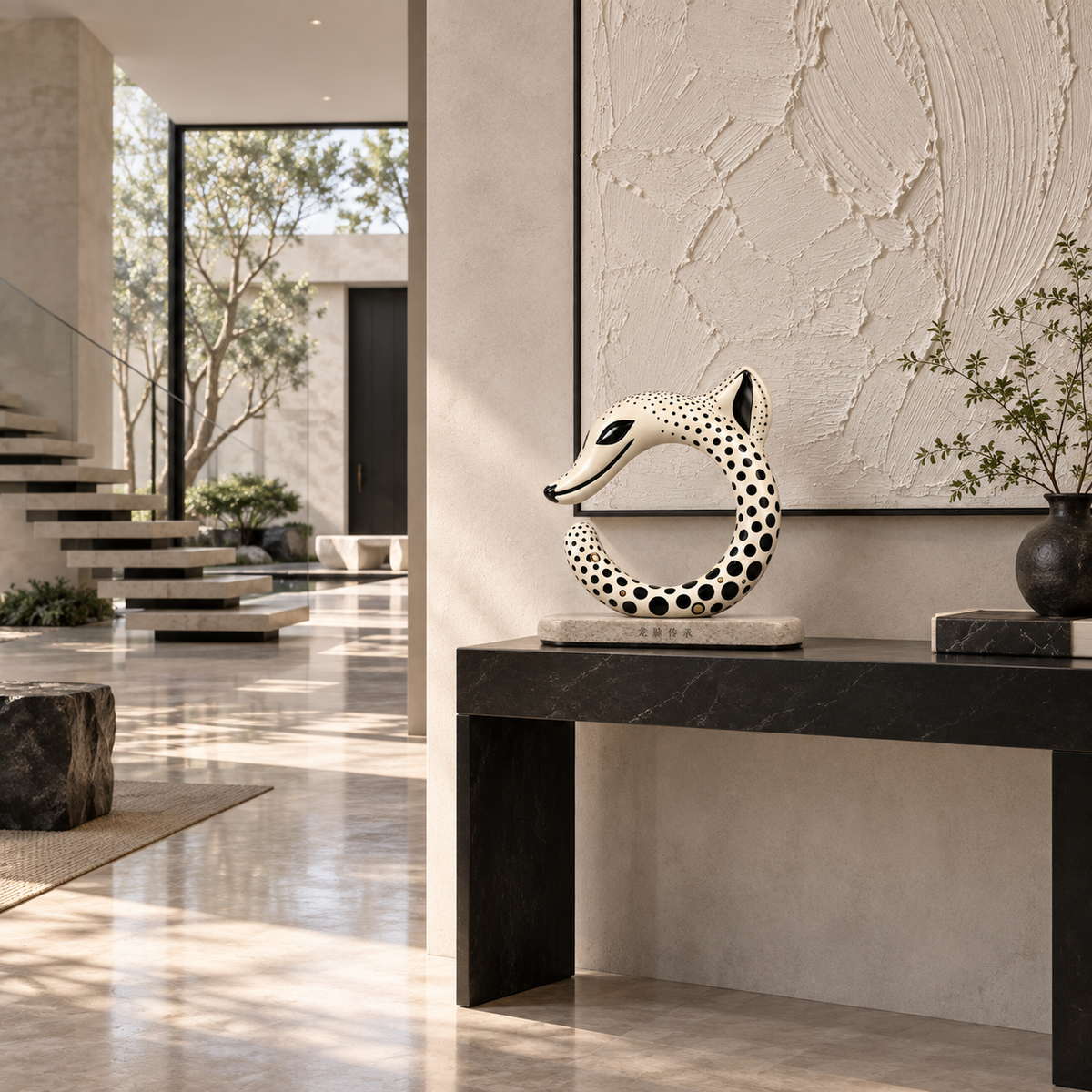 HONGSHAN C-Dragon Sculpture 鈥?Ivory Dots