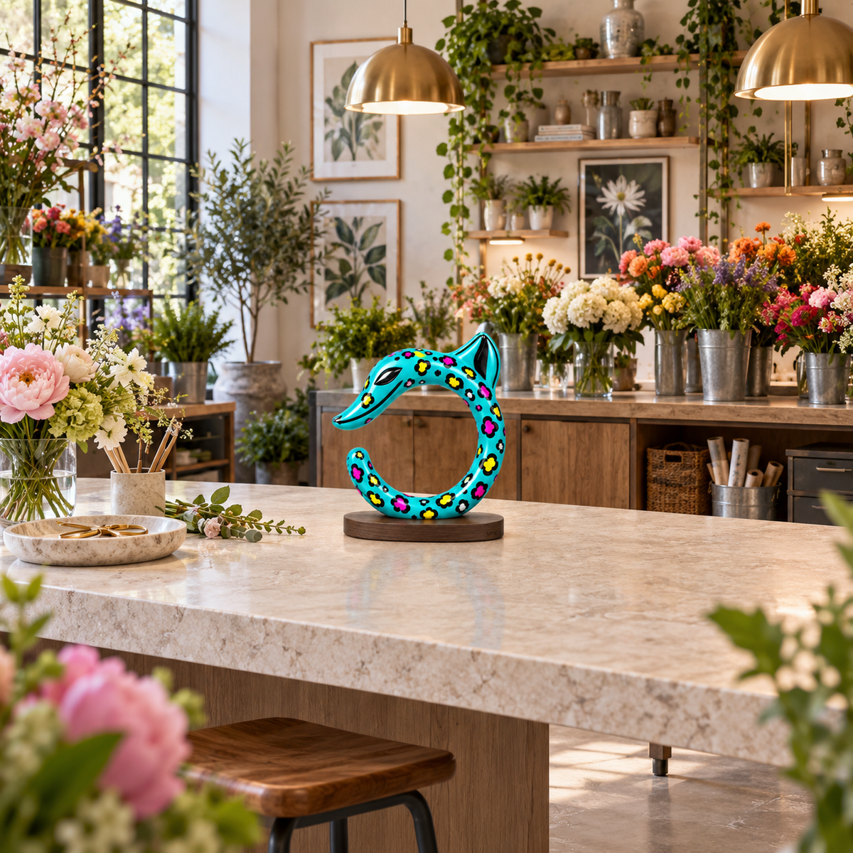 HONGSHAN C-Dragon Sculpture 鈥?Turquoise Bloom