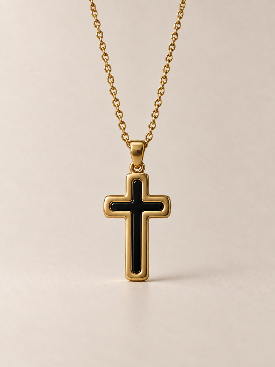 Petite Black Cross Pendant Necklace