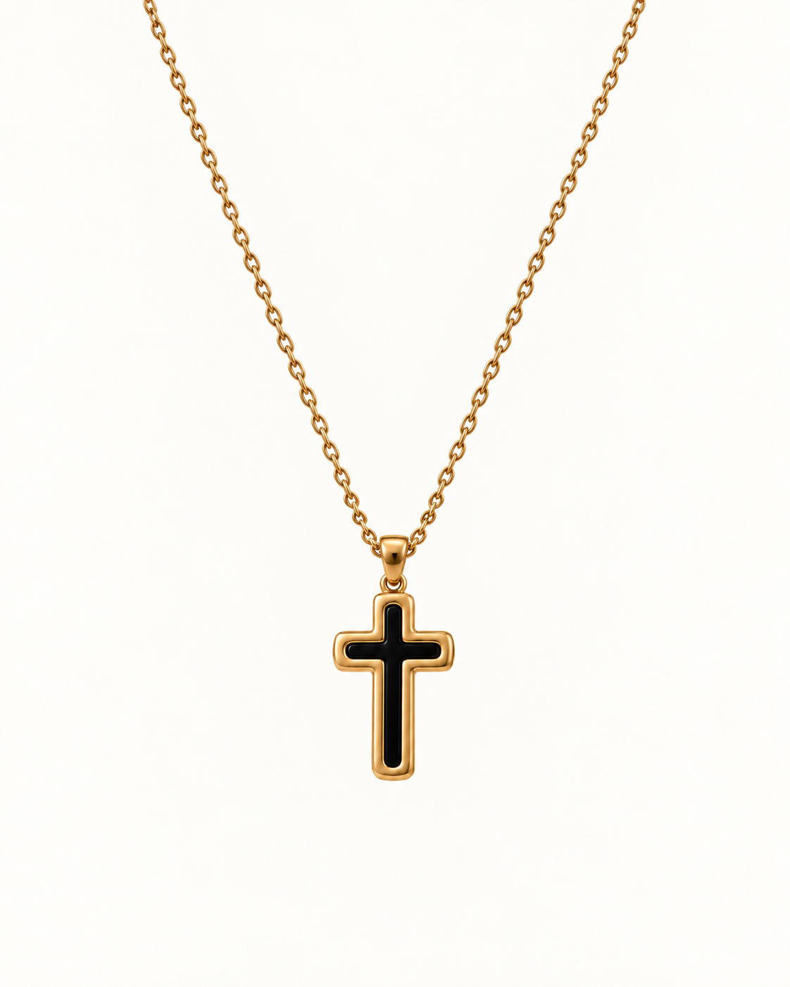 Petite Black Cross Pendant Necklace