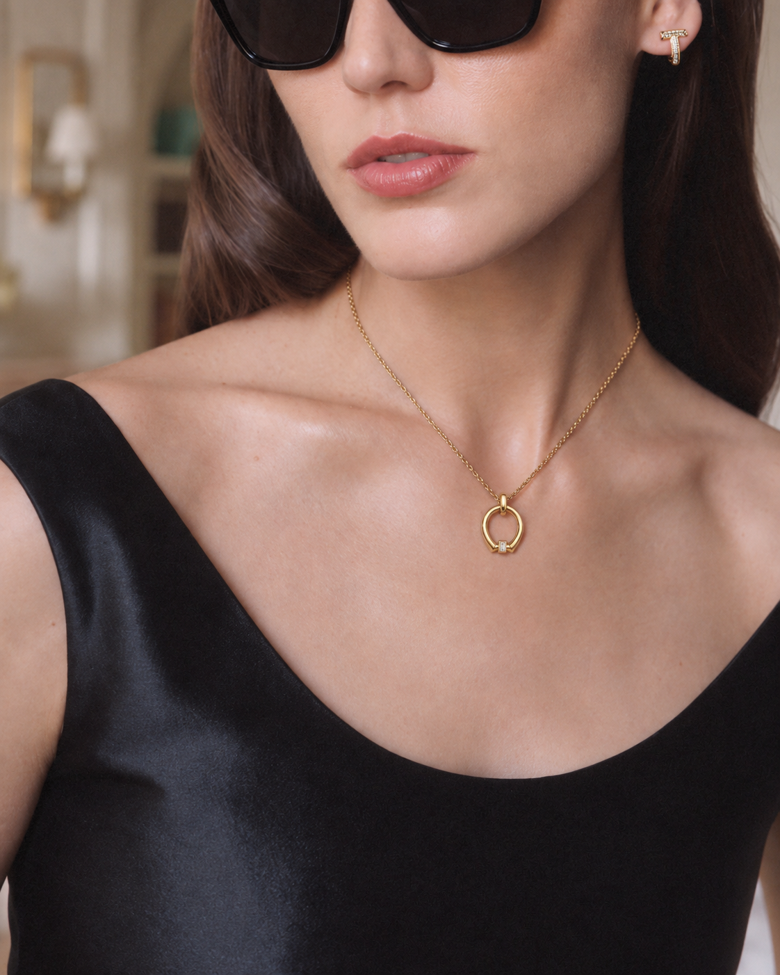 Eternal Horseshoe Baguette Necklace