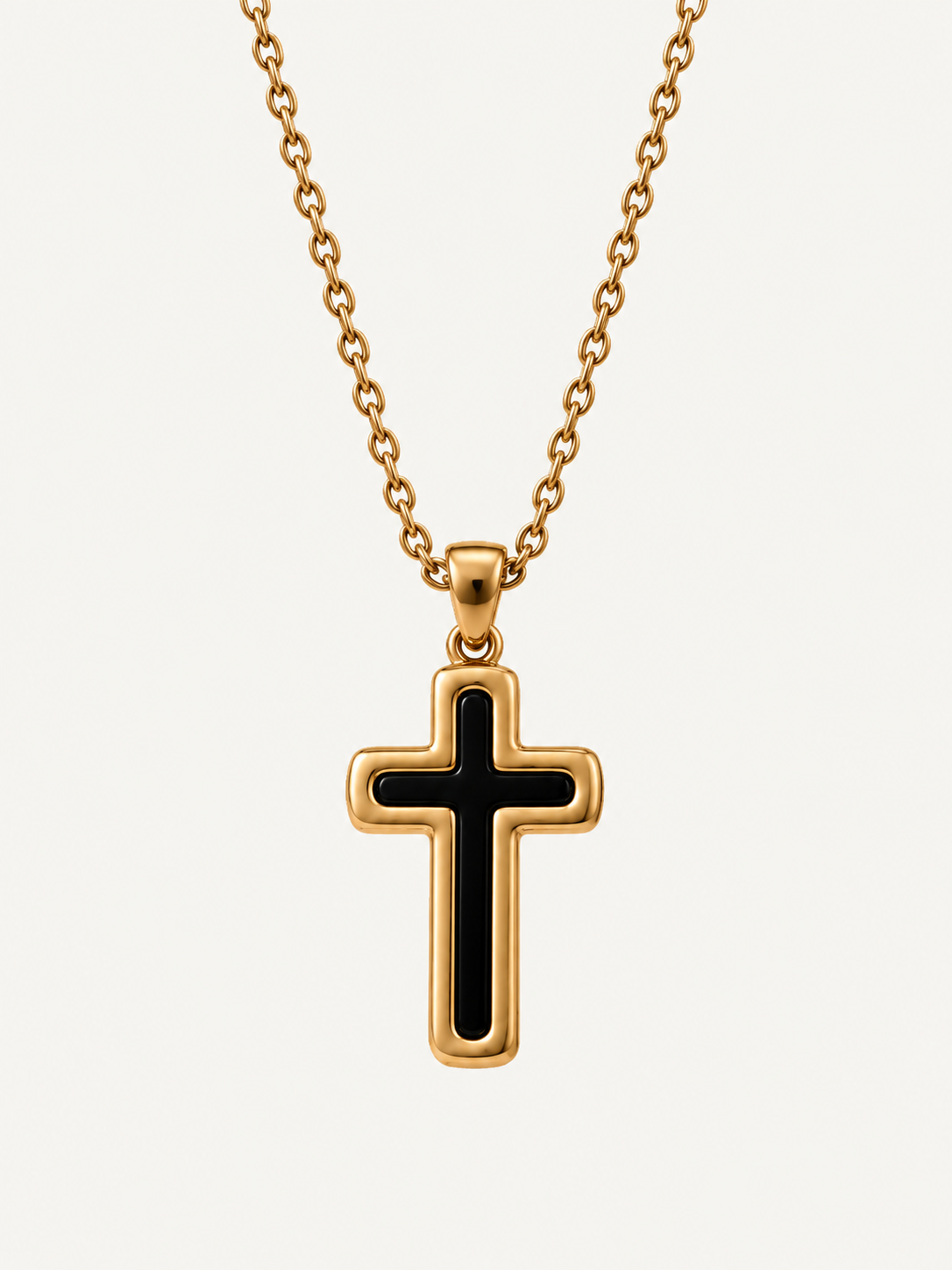 Petite Black Cross Pendant Necklace