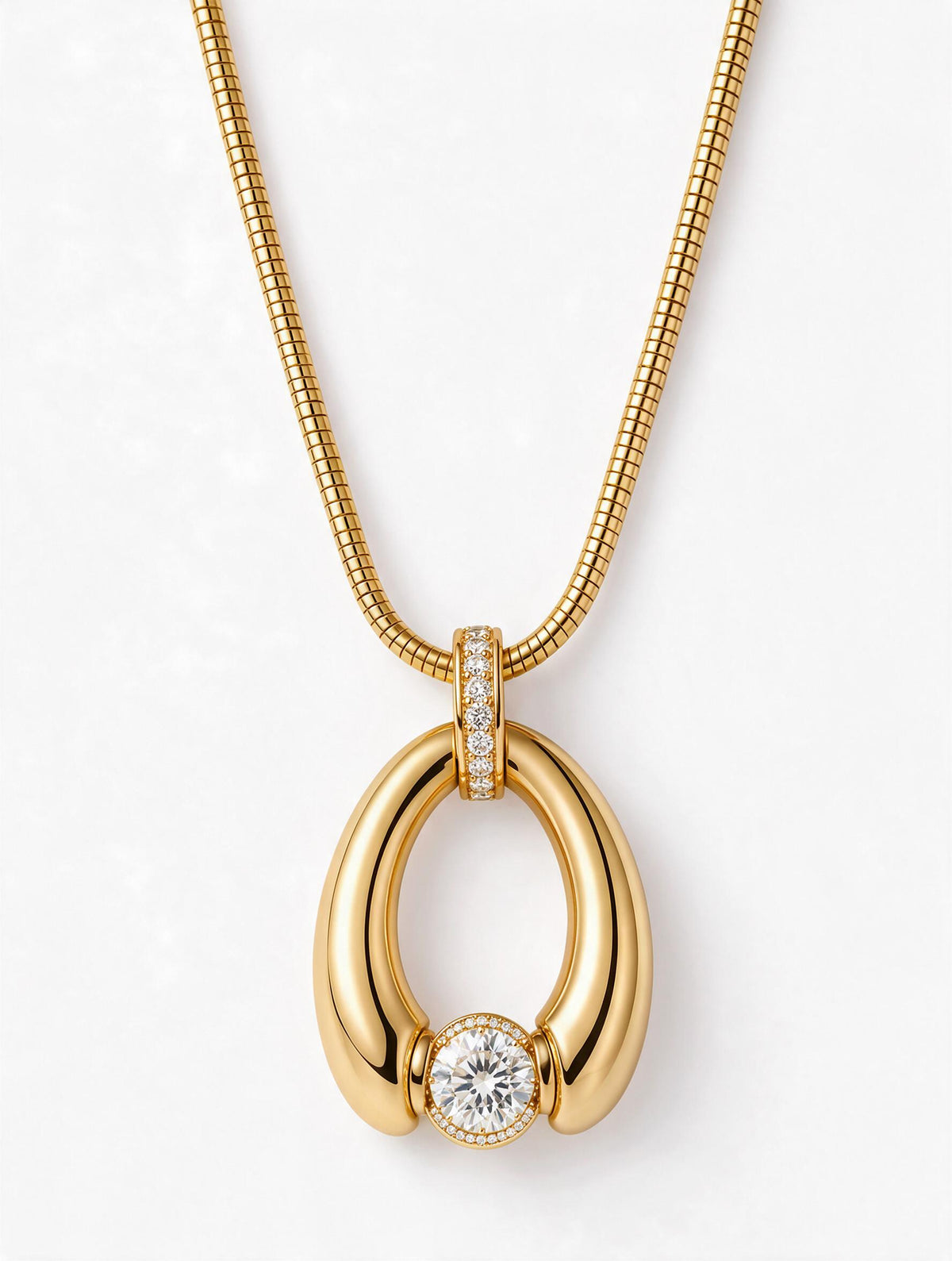 Eternal Horseshoe Pavé Halo Necklace