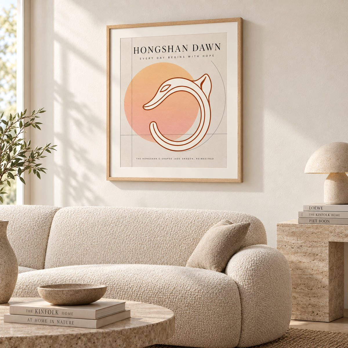 HONGSHAN DAWN framed artwork — living room right angle