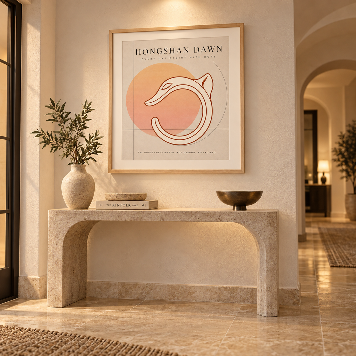 HONGSHAN DAWN framed artwork — foyer low angle