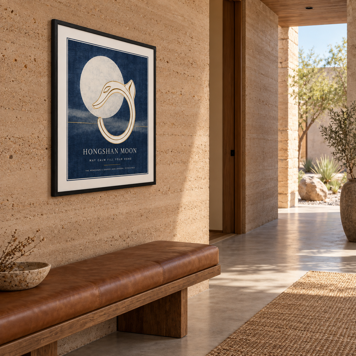 HONGSHAN MOON framed artwork — desert modern corridor