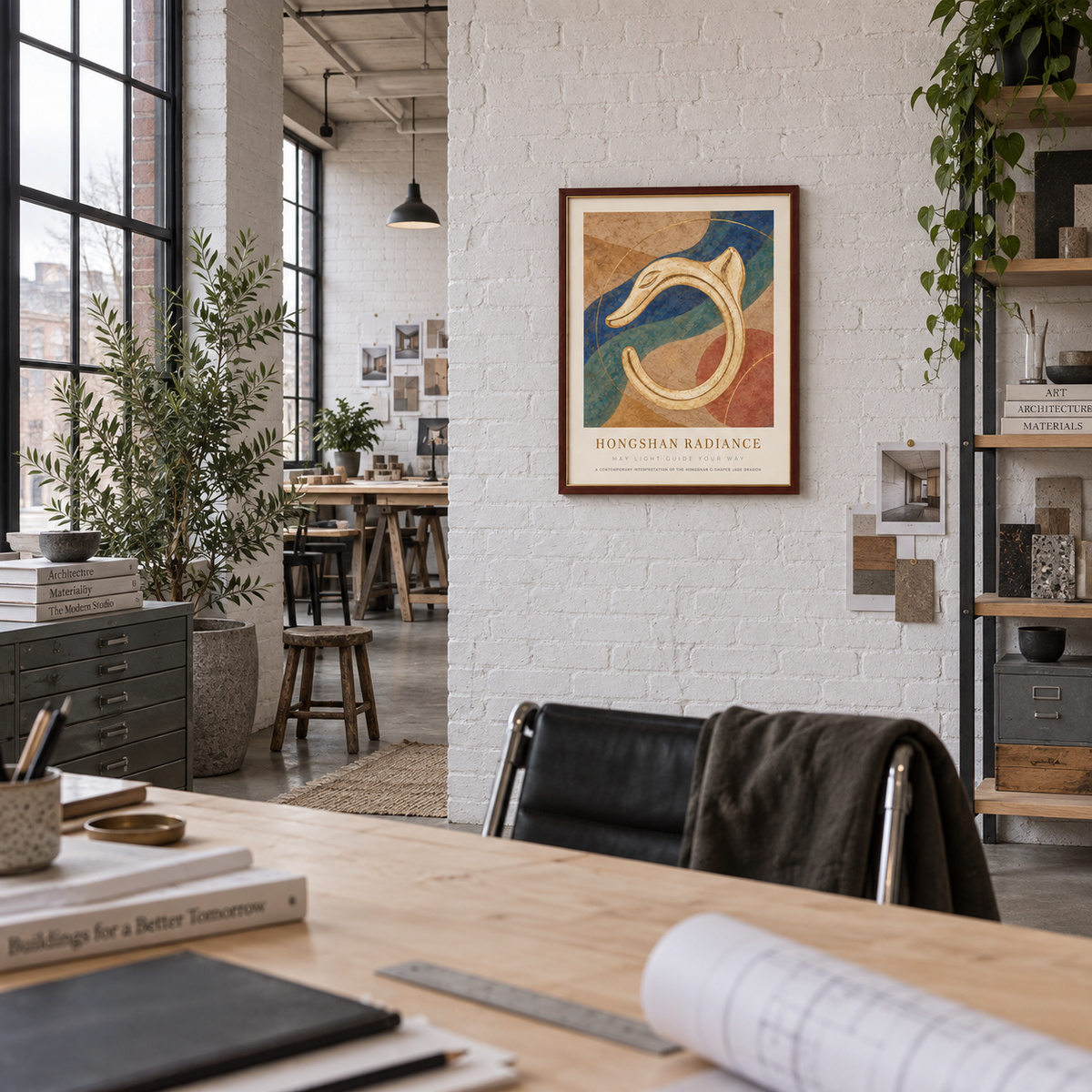 HONGSHAN RADIANCE framed artwork — white brick architecture studio