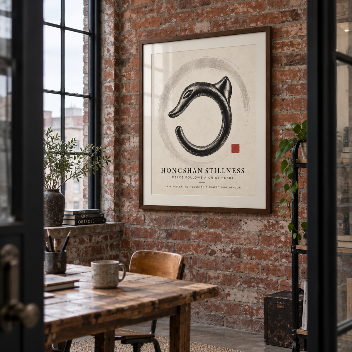 HONGSHAN STILLNESS framed artwork — red brick creative studio