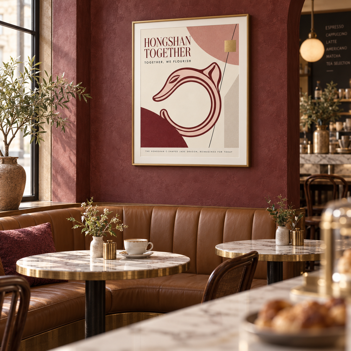 HONGSHAN TOGETHER framed artwork — italian cafe natural light