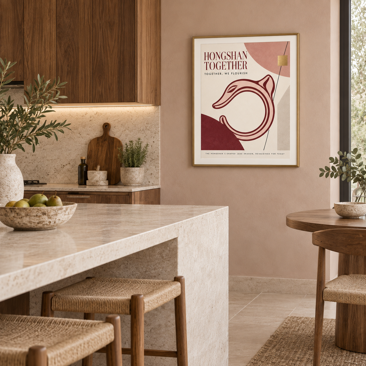 HONGSHAN TOGETHER framed artwork — townhouse kitchen natural light