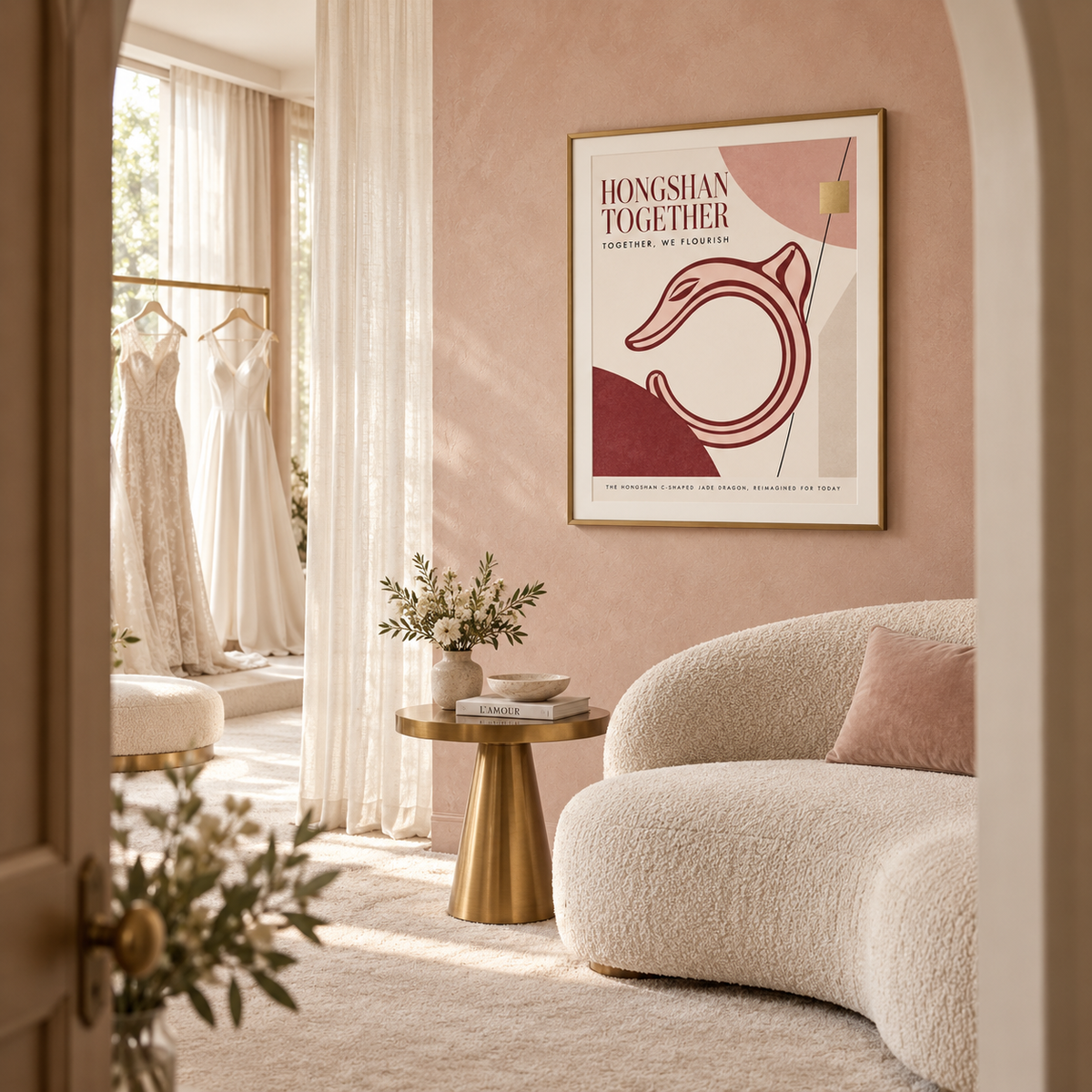 HONGSHAN TOGETHER framed artwork — bridal atelier natural light