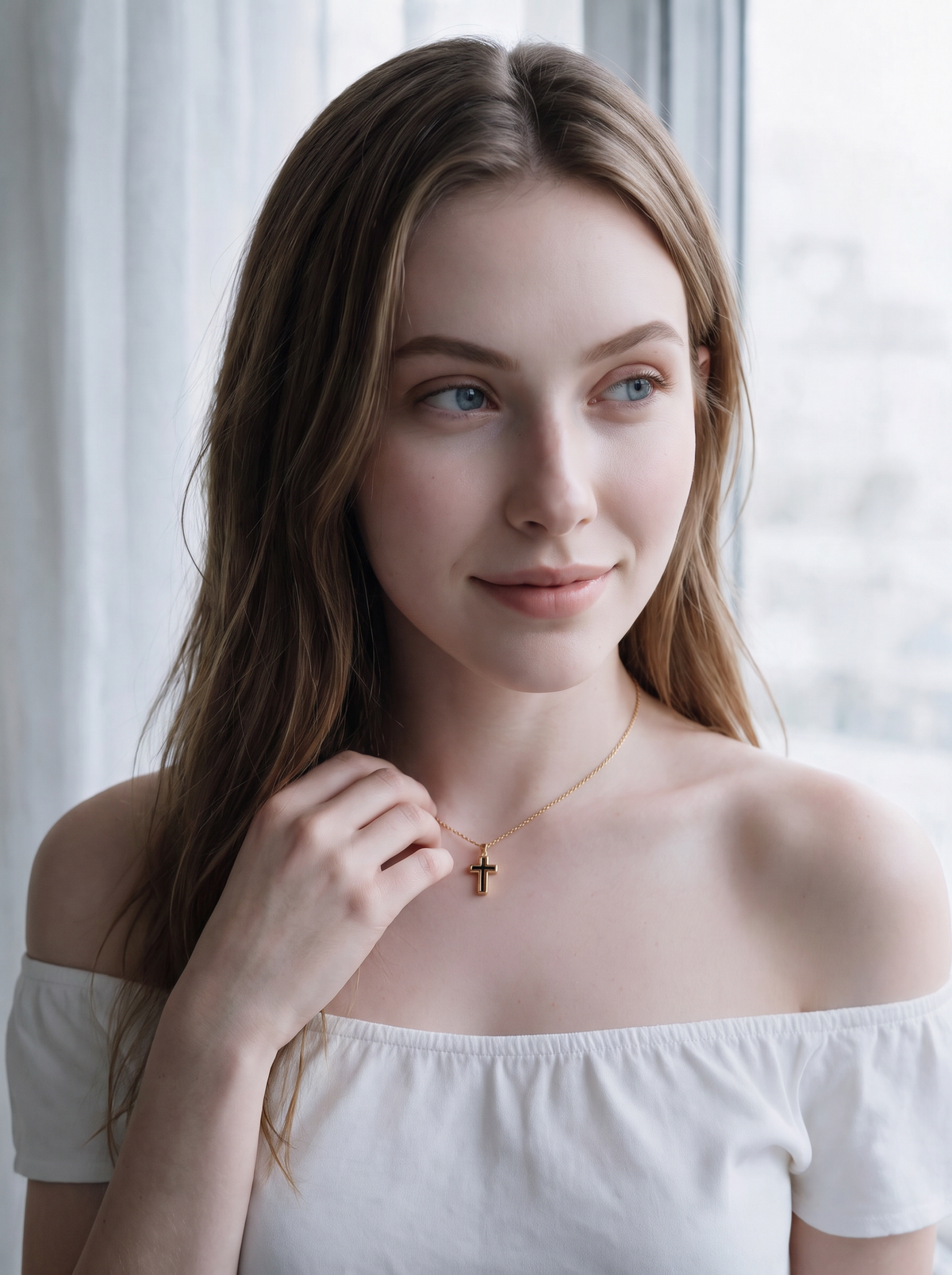 Petite Black Cross Pendant Necklace