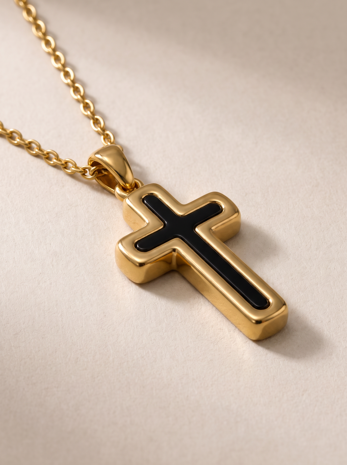 Petite Black Cross Pendant Necklace