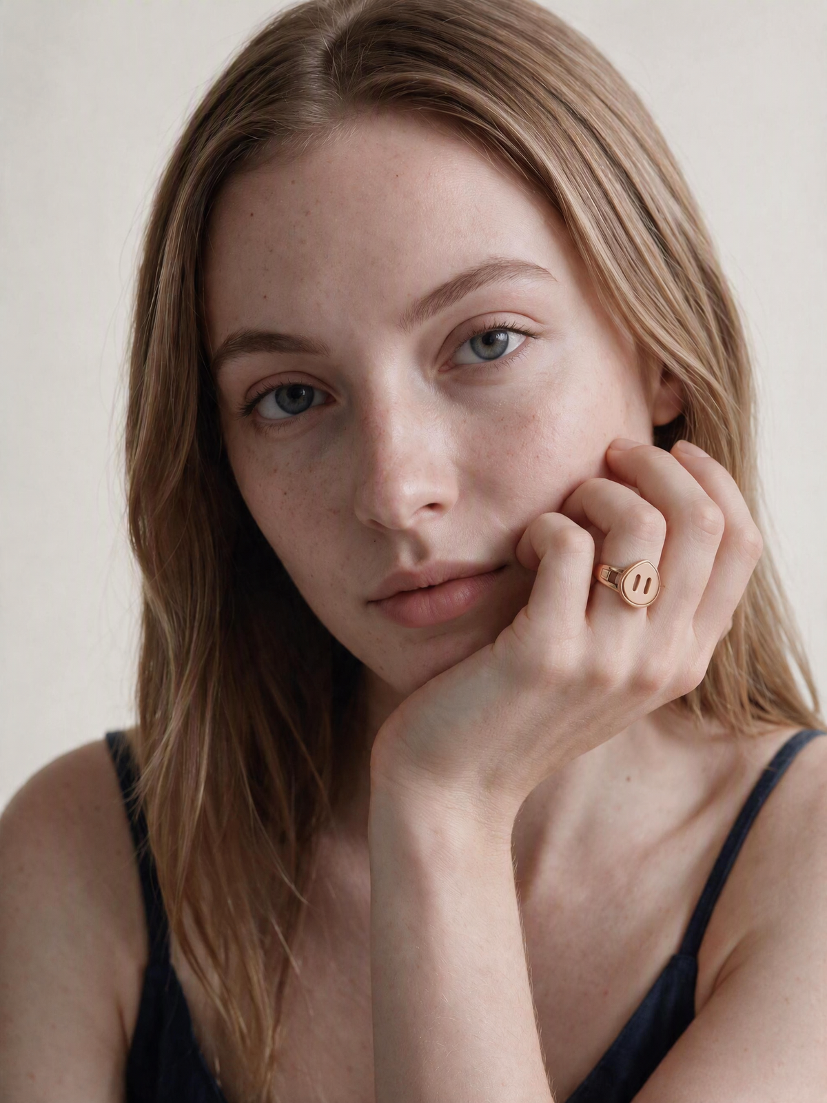 Venustas Gemina Drop Signet Ring