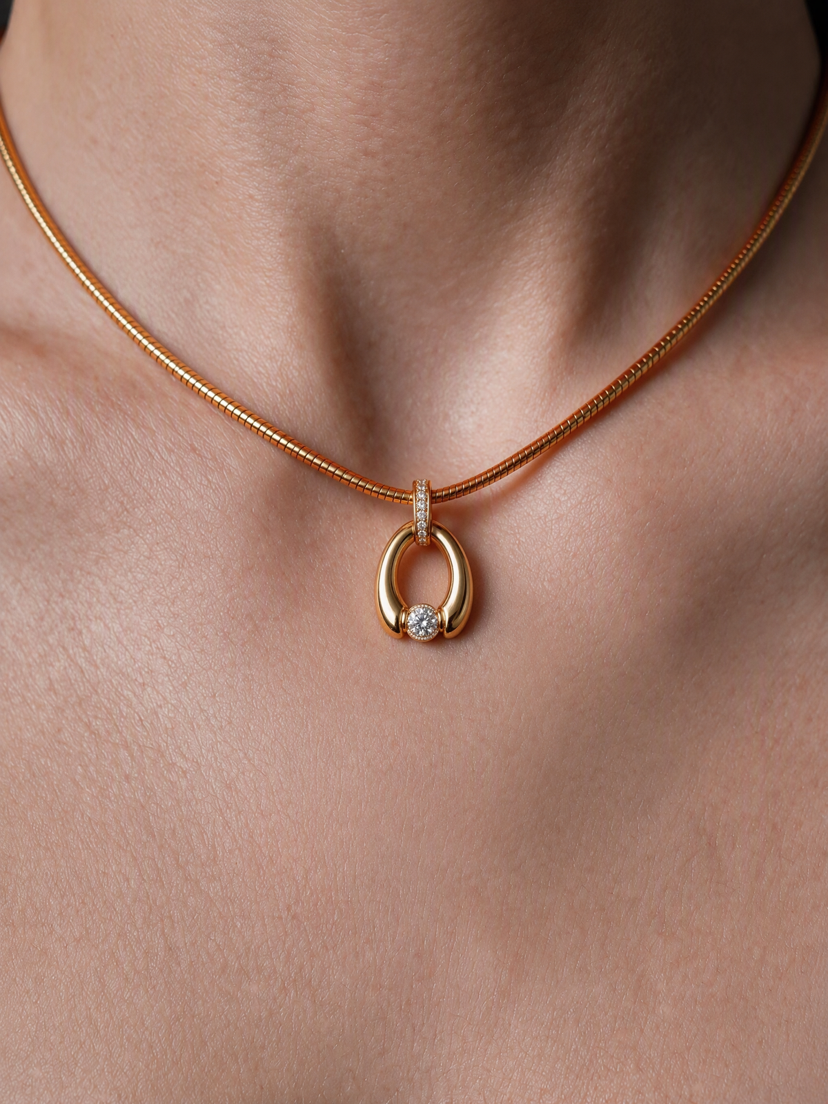 Eternal Horseshoe Pavé Halo Necklace