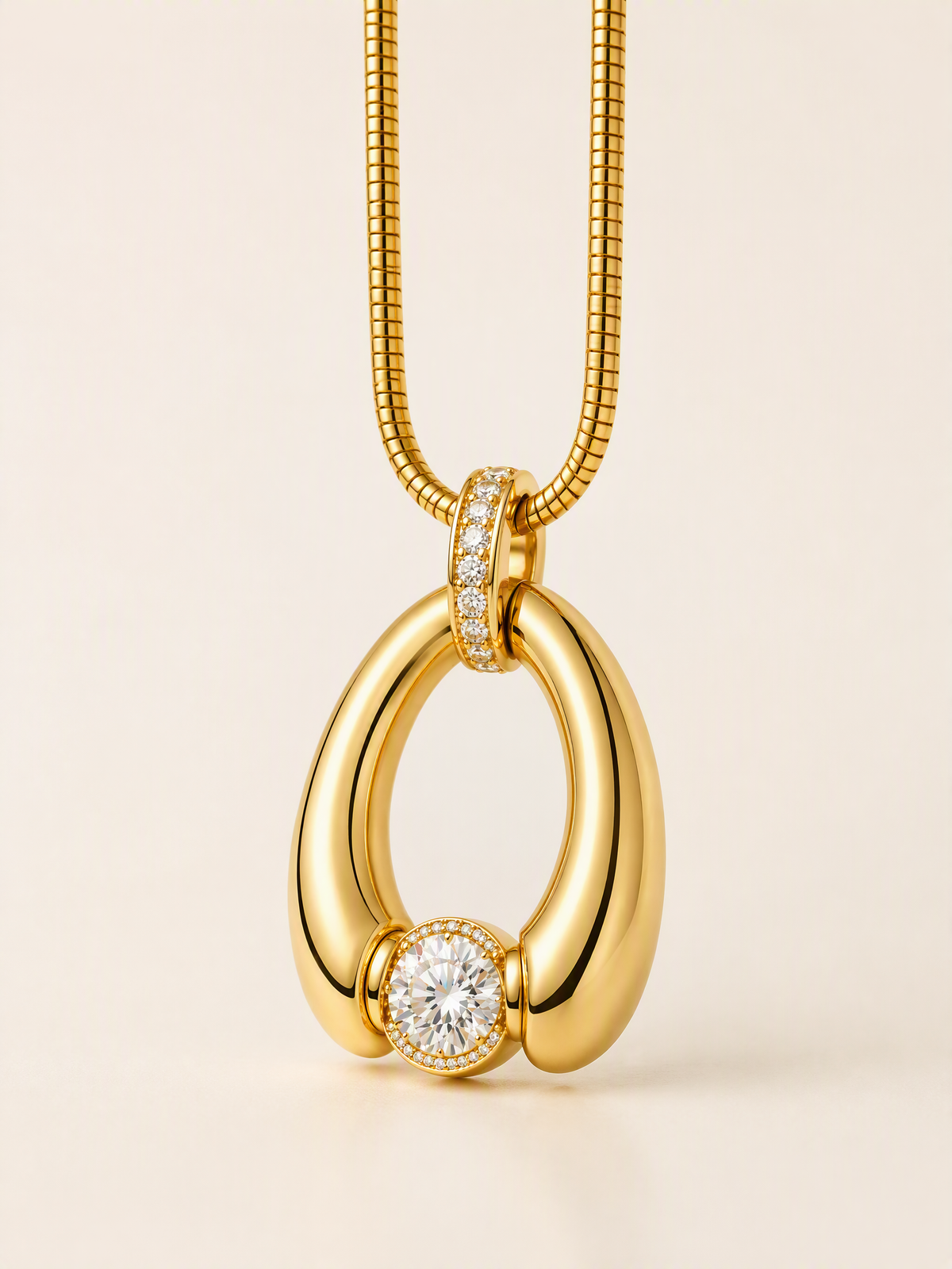 Eternal Horseshoe Pavé Halo Necklace