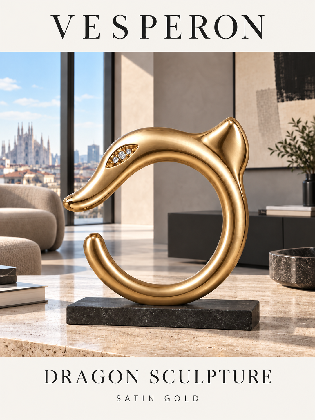 Dragon Sculpture — Satin Gold — editorial cover