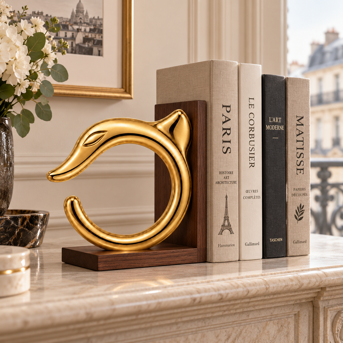 Gold VESPERON Dragon Lineage sculpture with books