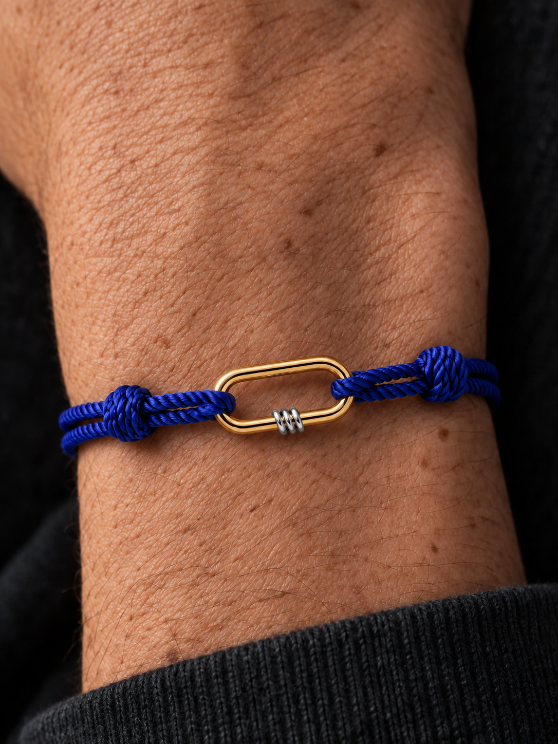 NEXUS Cord Bracelet — Lapis Blue worn on wrist
